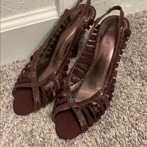 Purple alligator skin Seychelles wedges